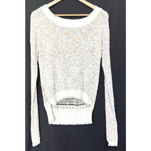 Y2K Mudd Womens Crochet Knit Oversized‎ Sweater Size S Beachy Boho Cottagecore